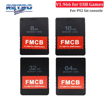 RetroScaler Yeni Yükseltme 8/16/32/64MB v1.966 Ücretsiz McBoot Hafıza Kartı Desteği Oyun PS1/PS2 Oyunları USB PS2 Konsolu