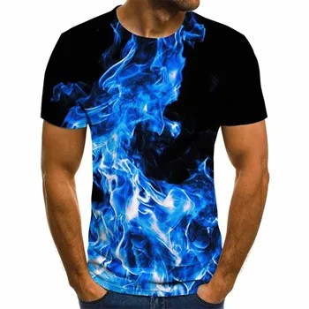Yeni Alev erkek T-Shirt Yaz Rahat 3D T-Shirt Sıcak satış moda üst giyim Hafif Nefes Kısa Kollu Sokak Giyim 1