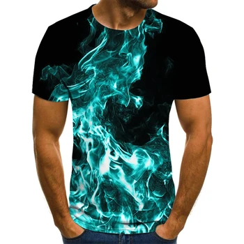 Yeni Alev erkek T-Shirt Yaz Rahat 3D T-Shirt Sıcak satış moda üst giyim Hafif Nefes Kısa Kollu Sokak Giyim 2