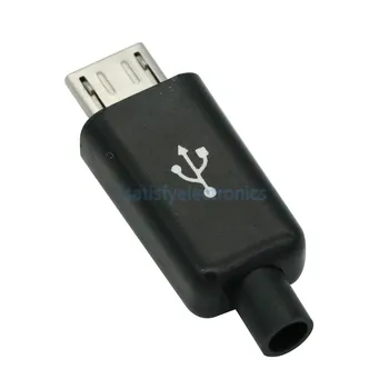 5 ADET YENİ mikro USB Erkek Fiş Konnektörleri DIY Kiti Erkek Konnektör Kapakları Siyah