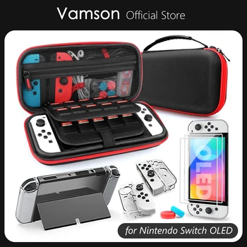 Vamson Nintendo Anahtarı için Oled Şeffaf Kapaklı Kılıf Ekran Koruyucu Kapak Anahtarı OLED Depolama Taşıma Çantası Aksesuarları Kiti 1