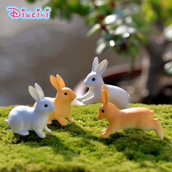 1 adet Koşu Tavşan hayvan modelleri plastik kız oyuncak Minyatür Heykelcik Oturan Tavşan DIY Aksesuarları seramik karo Simülasyon 1