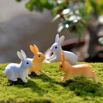 1 adet Koşu Tavşan hayvan modelleri plastik kız oyuncak Minyatür Heykelcik Oturan Tavşan DIY Aksesuarları seramik karo Simülasyon 2