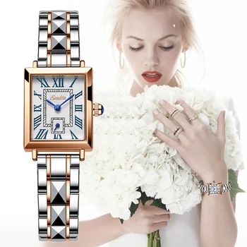 LIGE Marka SUNKTA Kadın Saatler Moda Kare Bayanlar quartz saat Bilezik Seti Arama Basit Gül Altın Lüks Kadın Saatler 2022