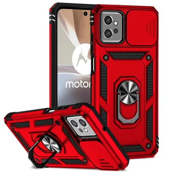 Motorola Moto G32 Zırh Darbeye Dayanıklı Slayt Lens Tutucu Kılıf Moto G60 G60S G22 G52 G62 G82 G Stylus 5G Kenar 2022 arka kapak