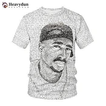 2Pac T-shirt Rapçi Yıldız Tupac 3D Baskı Streetwear Erkekler Kadınlar Yeni Rahat O-boyun T Gömlek Hip Hop Rap Şarkıcı Gömlek Tops Giyim
