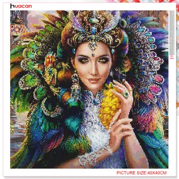 Huacan Elmas Boyama Çapraz Dikiş Kadın Mozaik Portre Boncuk Nakış Yaratıcı Hobiler Dekorasyon Ev hediye İçin 2
