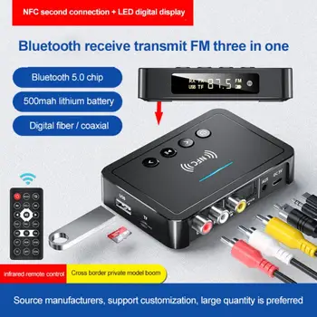 Sıcak Bluetooth 5.0 Alıcı Verici FM Stereo AUX 3.5 mm Jack RCA Optik Handsfree Çağrı NFC Kablosuz BT Ses Adaptörü TV 2