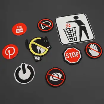 Uyarı Nakış Yama Yasağı İşareti Demir On Destek Etiket DIY Ceket Dizüstü Telefon 2