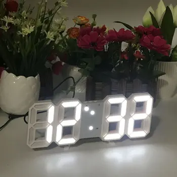 3D Gece Lambası USB LED Dijital duvar saati Masa masaüstü çalar saat ekran elektronik Saat Ev Dekorasyon 1