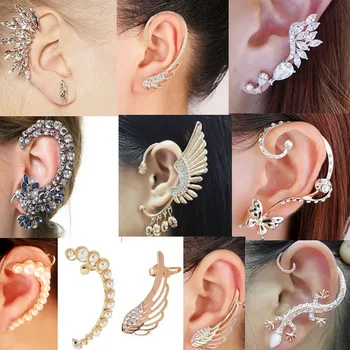 Kadın 2021 Trend Kore Tarzı Kristal Melek Kanatları Kelebek Kartal İçin Küpe Moda Takı Kulak Klip Kulak Kanca Earings Kertenkele  1
