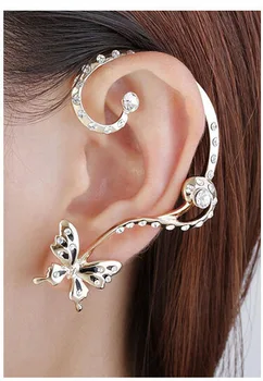 Kadın 2021 Trend Kore Tarzı Kristal Melek Kanatları Kelebek Kartal İçin Küpe Moda Takı Kulak Klip Kulak Kanca Earings Kertenkele  2